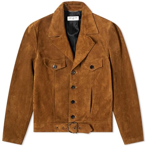 ysl leather brown jacket|saint laurent suede jacket.